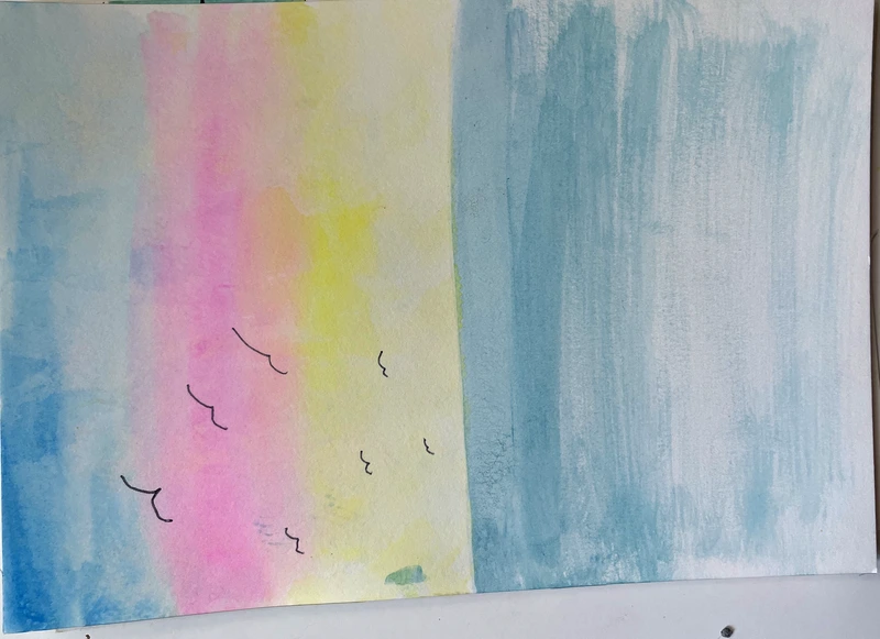 Birds in Pastel Sky